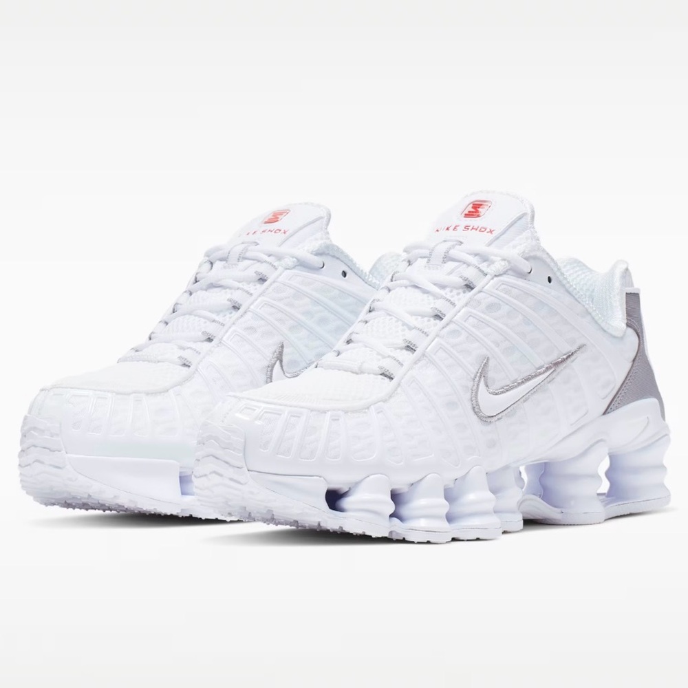 Nike White and Silver Shox women Athletic Sneakers